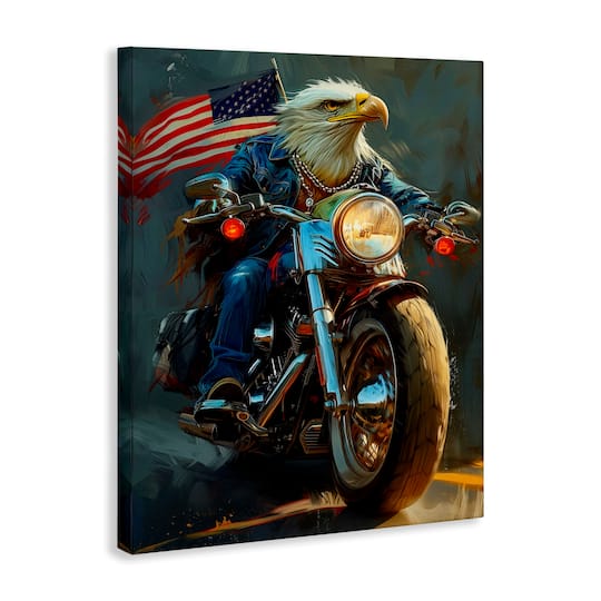Stupell Industries Patriotic Eagle Motorcycle Canvas Wall Art